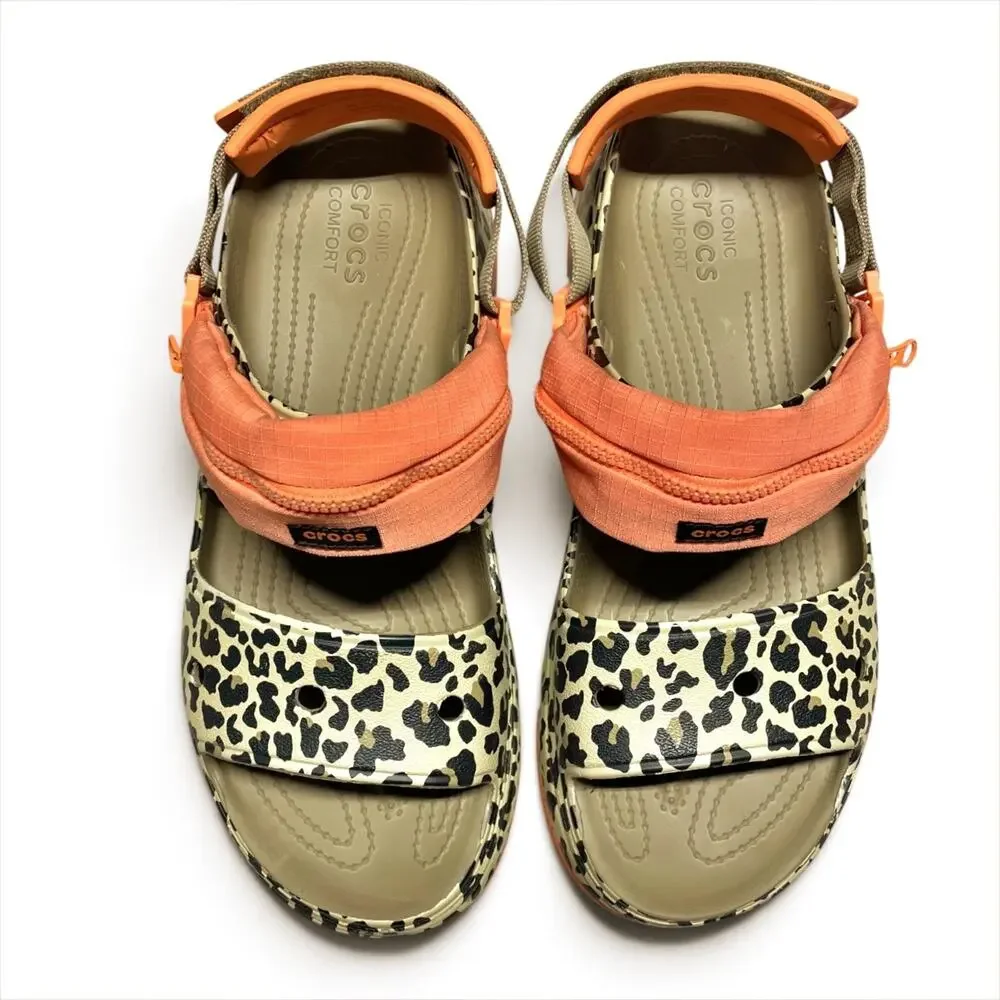 CROCS Hiking Xscape Animal Sandal Clogs in Khaki Leopard Animal Size M10 W12